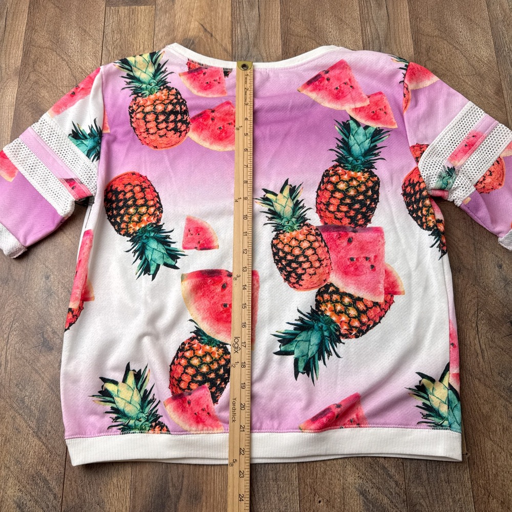 Juicy Couture Sweatshirt Top Pineapple Watermelon Short Sleeve Womens Large - Picture 8 of 10